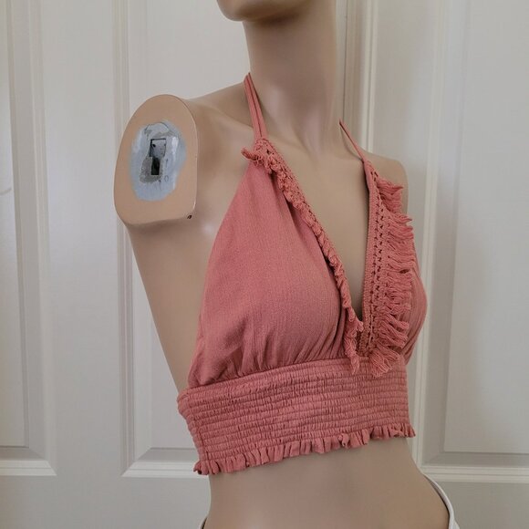 Forever 21 Fringe Tasseled Halter Crop Top SZ S - Picture 5 of 8